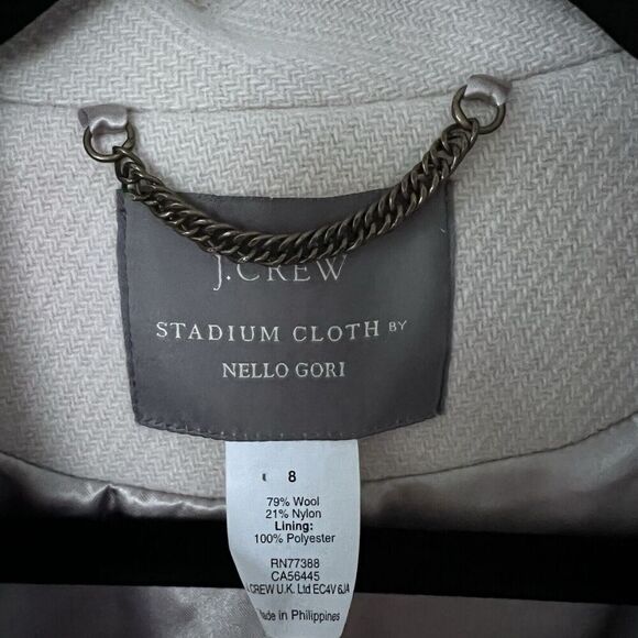 J. Crew The Stadium Cloth Wool Blend Pea Coat In Cream Size 8 - Picture 6 of 14